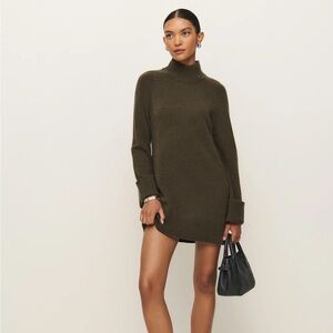 Reformation Tate Regenerative Wool Sweater Dress in Kelp XS